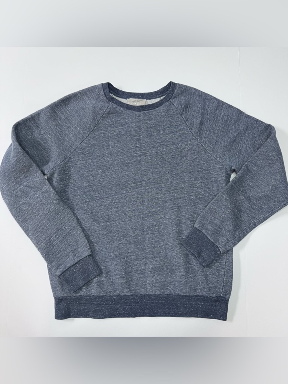 Everlane Heather Blue Crewneck Sweatshirt Small French Terry Raglan Sleeve